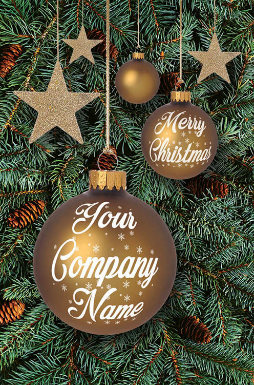 1610 - Golden Baubles Branded Christmas Card